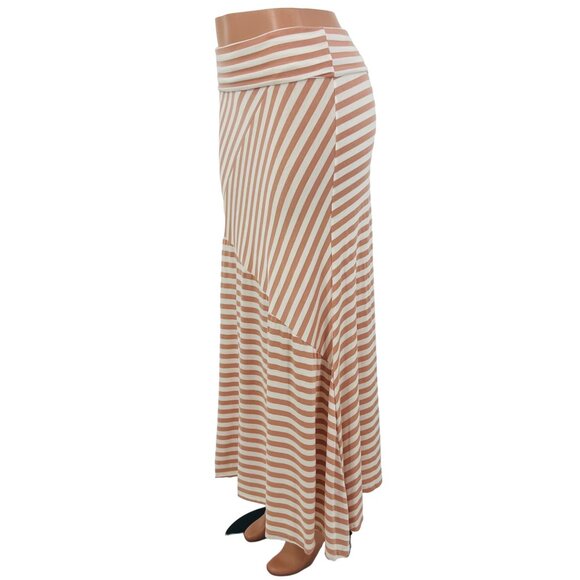 Boutique Asymmetrically Striped Fold Over Waist Maxi Skirt - Picture 4 of 8